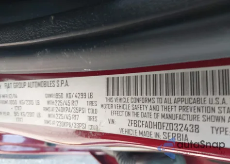 2015 Fiat 500L Urbana Trekking из США, поврежденный, VIN ZFBCFADH0FZ032438